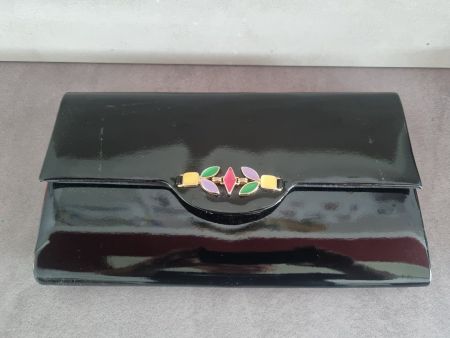 Duncher Clutch Tasche schwarzes Lackleder
