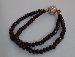 2 Reihen Armband schwarz funkelde Steine zauberhaft