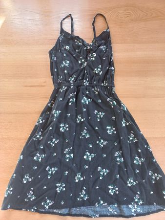 H&M Sommerkleid schwarz Blumenmuster Gr. 32 XS