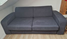 Schlafsofa dunkelgrau mit Doppelbett-Matratze und Lattenrost