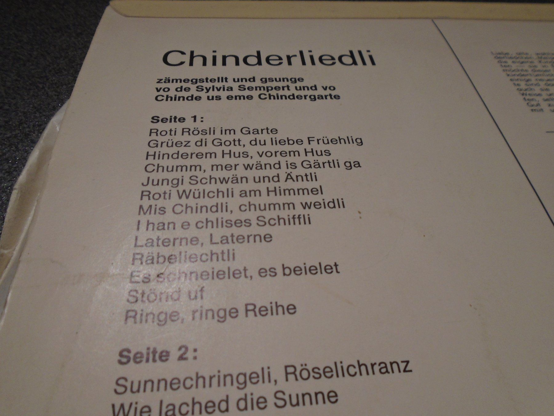 Dischi in vinile: Schallplatte Chinderliedli – Usato da Zürich venduto da abraxas1291 1