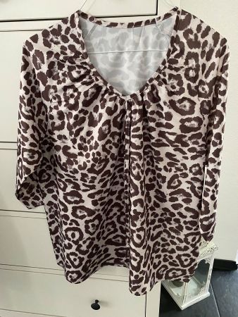 Damen Bluse Leopardenmuster beige braun neu Gr 48
