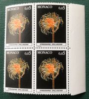 4er Block Briefmarken aus Monaco Mediterrane Fauna 1980