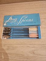 6 Cuillères Longues Vintage Anses Plastique Doré