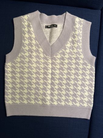 Gilet lilac pied-de-poule dogtooth houndstooth