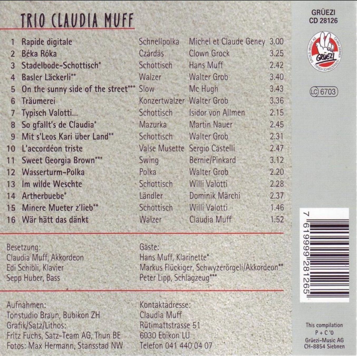 CD: Trio Claudia Muff – Usato da Brunnen venduto da Barfly5 1