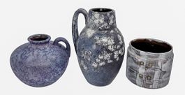 3x Vase Scheurich vintage Mid century Fat Lava 60s bleu blau
