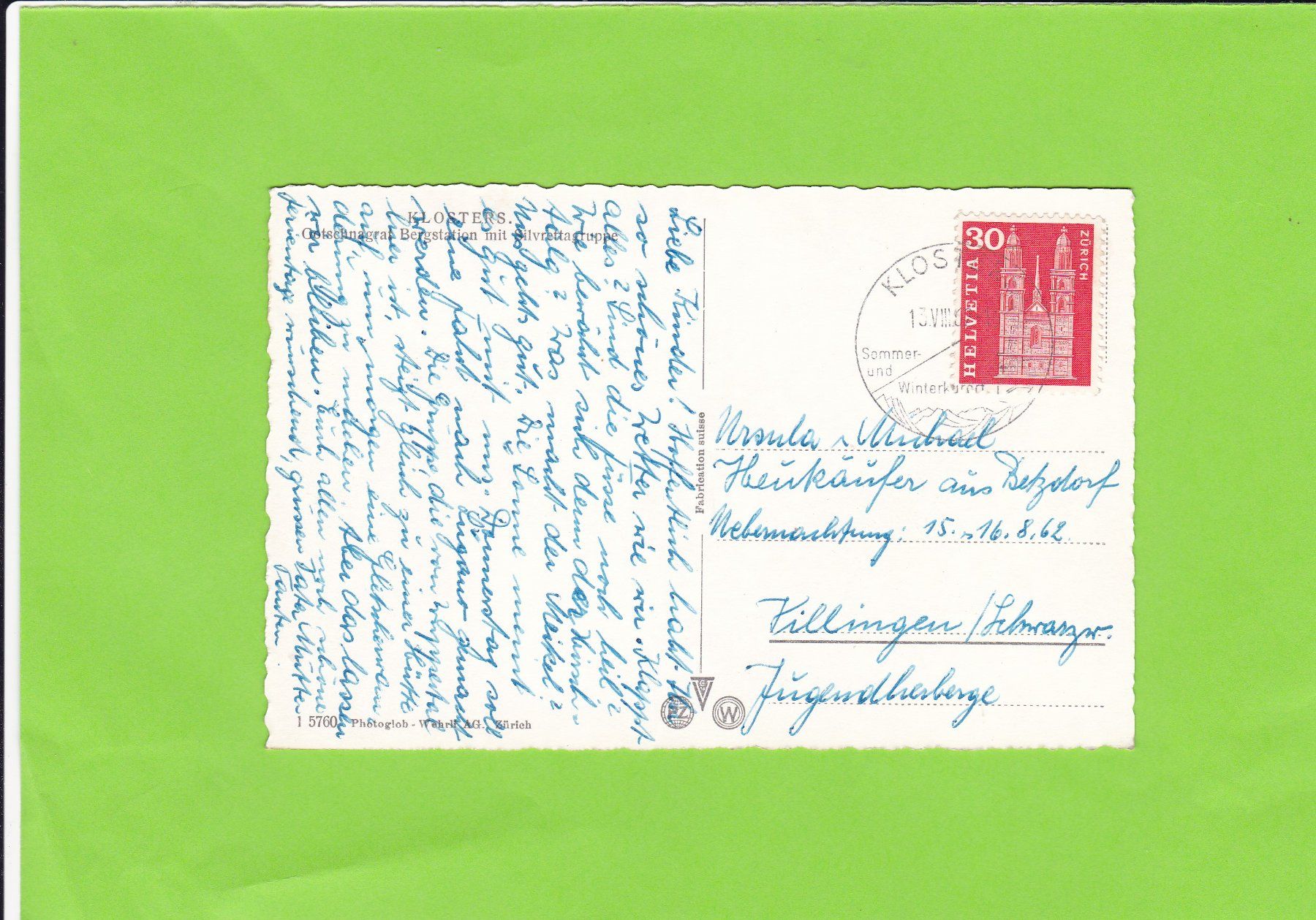 Cartoline postali: Klosters-Gotschnagrat-Bergstation – Usato da St. Peterzell venduto da neckertal 1