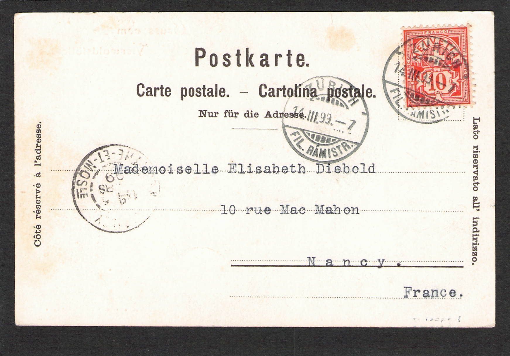 Ansichtskarten: AK/Gruss vom Vierwaldstättersee , 1899 – Gebraucht aus Reichenburg von Pipo-67 1