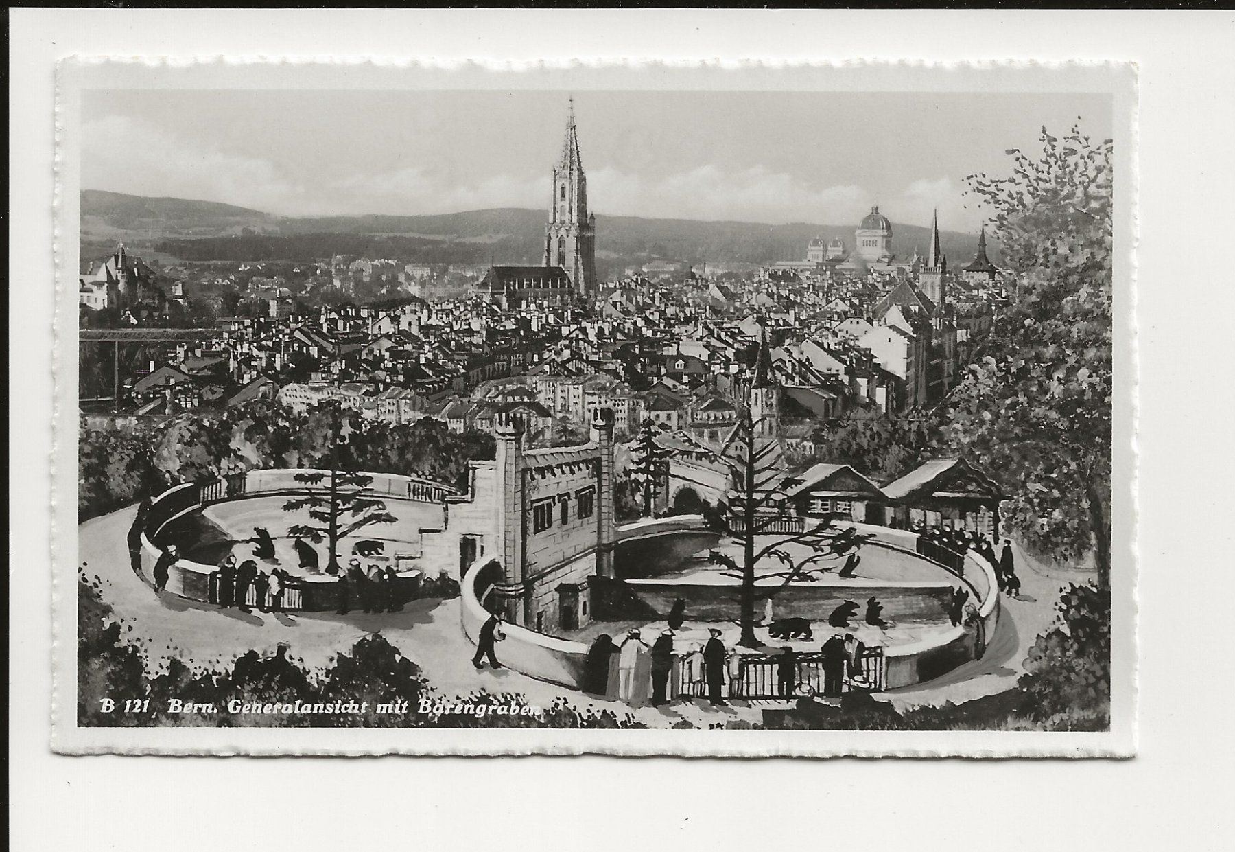 Cartoline postali: AK ca 1940 Bern Generalansicht mit Bärengraben – Usato da Greifensee venduto da 315WDO