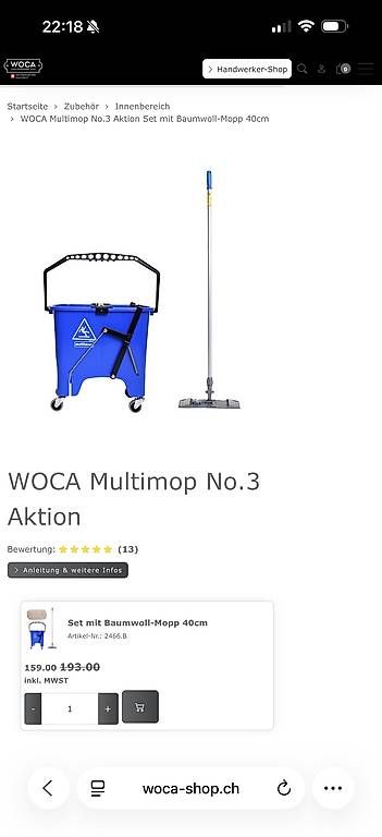 Altro per la casa: WOCA Multimop 3 BaumwollMopp 40cm – Usato da Lyss venduto da inf_c5q7