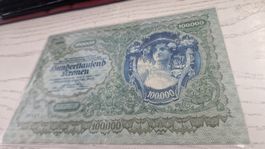 Hunderttausend Kronen Noten 1922 guter Zustand