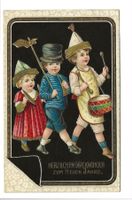 Neujahr - Herzlichen Glückwunsch - Kinder Musik - Litho 1914
