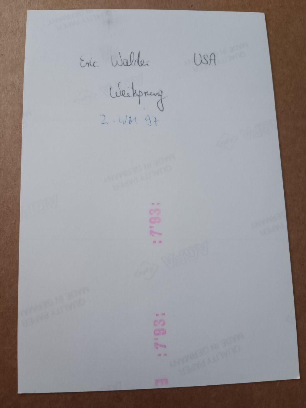 Autographes: Eric Walker - Leichtathletik - Weitsprung - 2.WM 97 – D'occasion à Menziken par Artographs 1