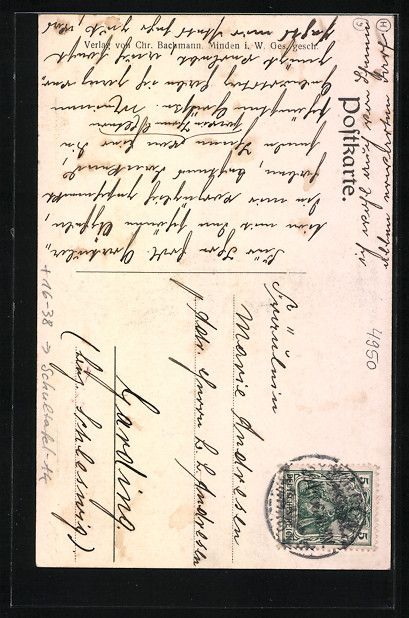 Cartoline postali: Schultafel-AK Minden i. W., Teilansicht  – Usato da Berlin venduto da bartko-reher 1