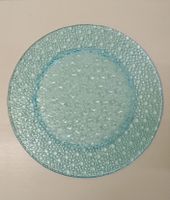 Servierteller Glas Hellblau Blasen-Optik massiv Ø 32.5 cm