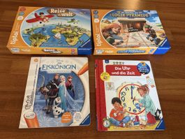 tiptoi Paket – 2 Lernspiele, Eiskönigin-Buch & Lernbuch Uhrz