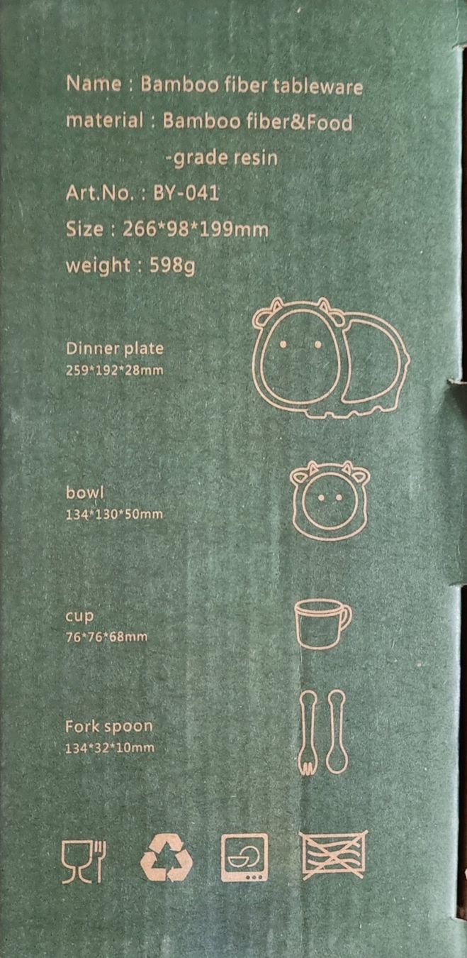 Geschirrsets: KINDER GESCHIRR-SET Eco Bamboo. "LOLA" – Neu und originalverpackt aus Stäfa von BURG23 3