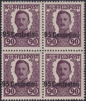 1918 Nr.XIII Feldpostausgabe für Italien Viererblock **