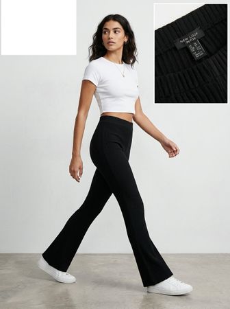New Look Petite Schlaghosen Gr. 38 Schwarz Gerippt