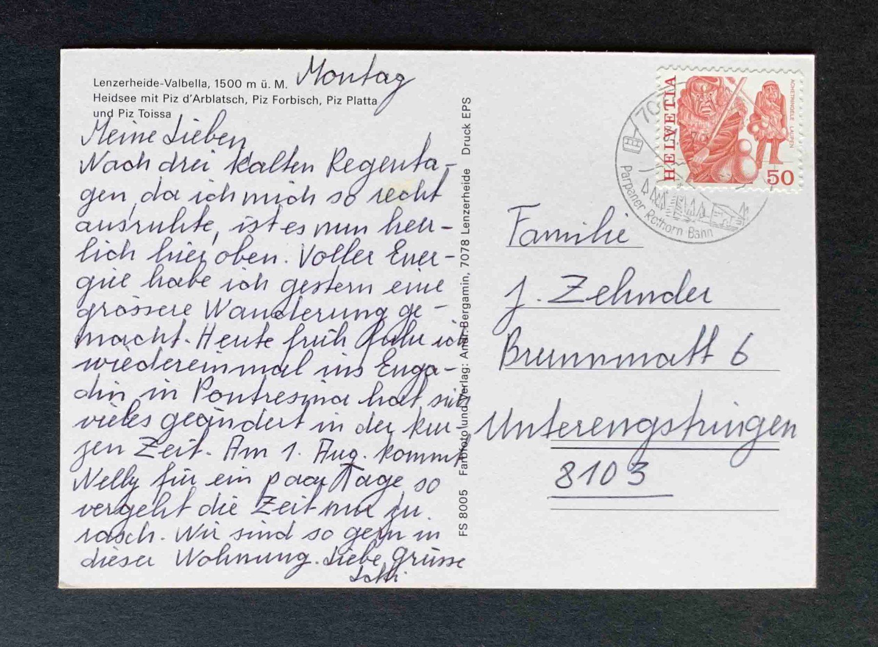 Cartoline postali: AK Lenzerheide Valbella Heidsee Piz d Arblatsch – Usato da Goldau venduto da artelier1 1