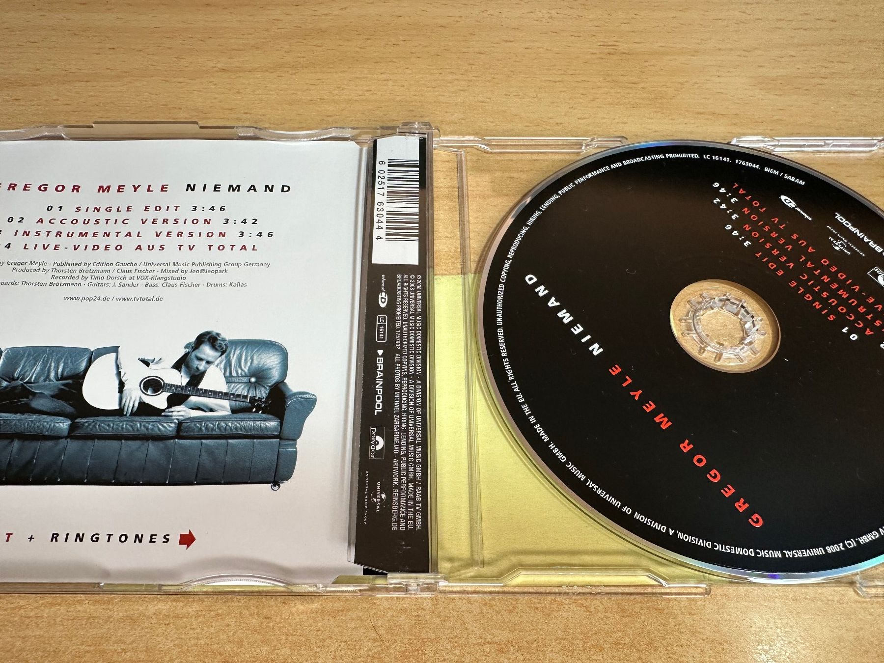 CD: Gregor Meyle – Niemand - Single CD – Usato da Rikon im Tösstal venduto da Alpenmutz 1