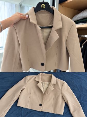 Kurzer Blazer beige ein Knopf Damen neuwertiger Zustand M