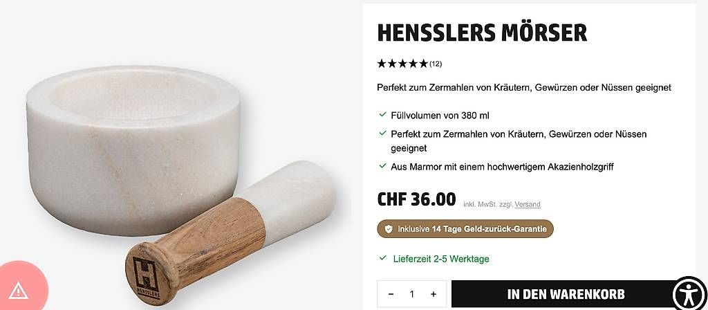 Altro per cucinare: HENSSLERS Marmor-Mörser mit Stössel – Usato da Uitikon Waldegg venduto da pav_8vqr