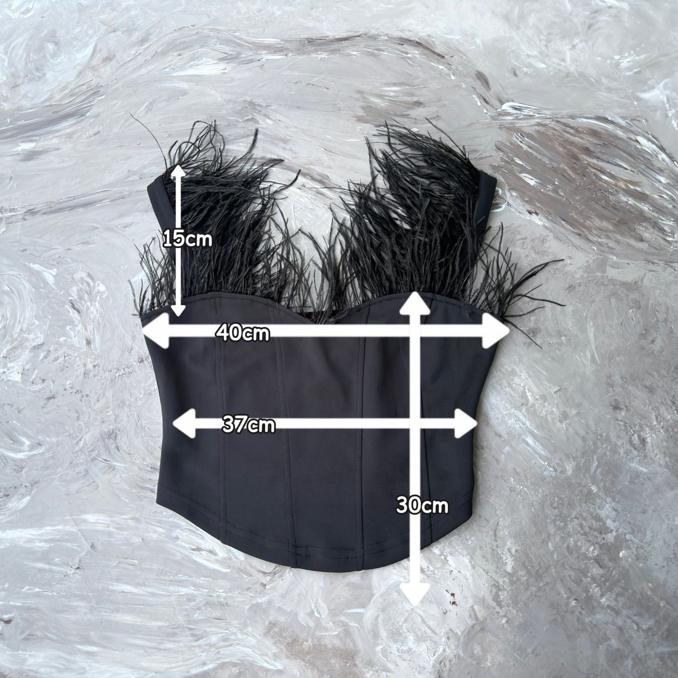 Tops: Bustier corset noir à plumes – Gebraucht aus Thônex von BrYu 9