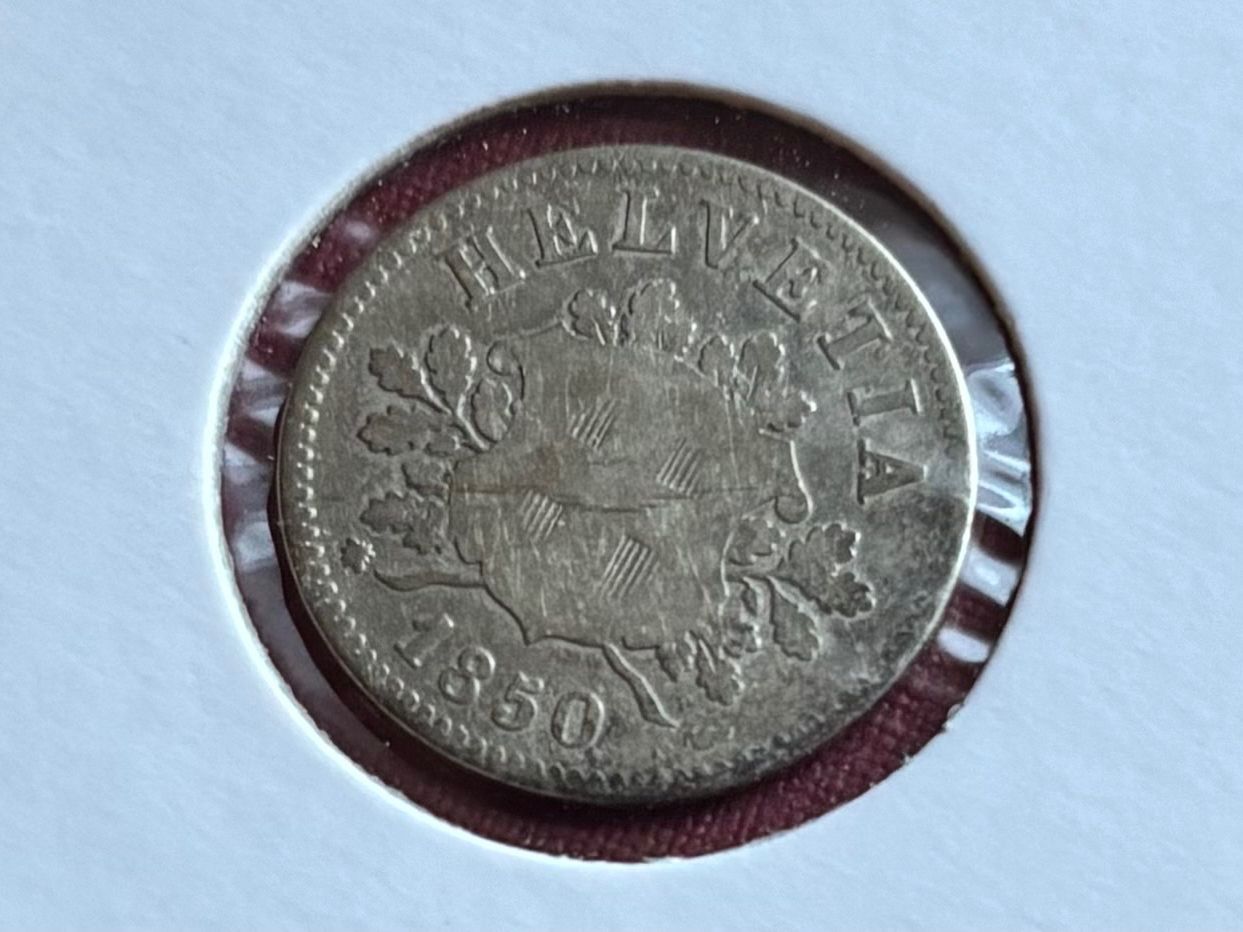 Tutti le monete: Schweiz 10 Rappen 1850  B in Münzrähmchen – Usato da Speicher venduto da CH-Schatzkammer