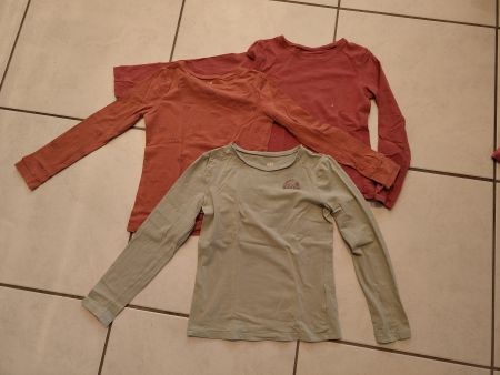 3x Langarm-Shirt mit Glitzer 122/128