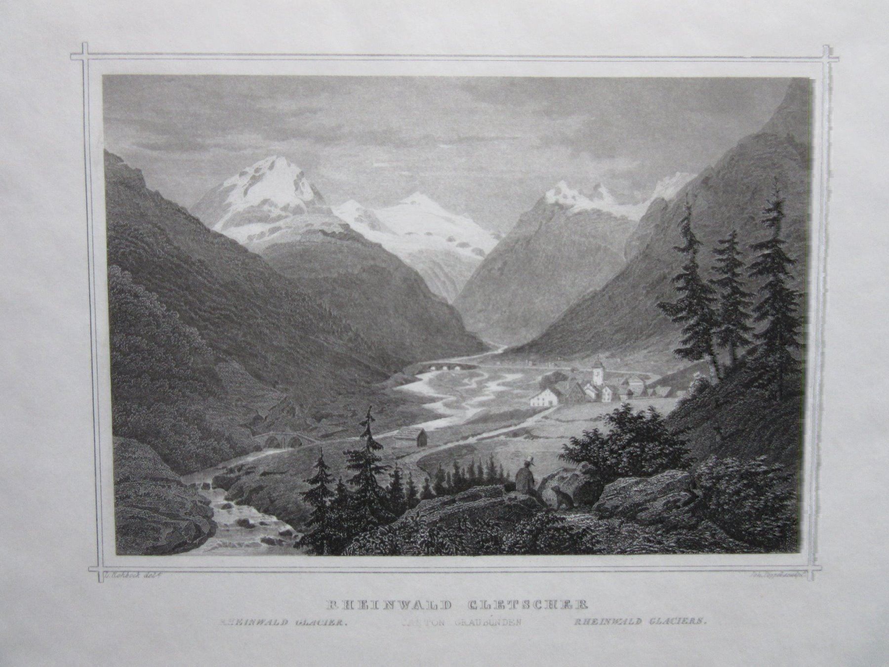 Incisioni: RHEINWALDGLETSCHER  STAHLSTICH – Usato da Gersau venduto da grafik-kunst