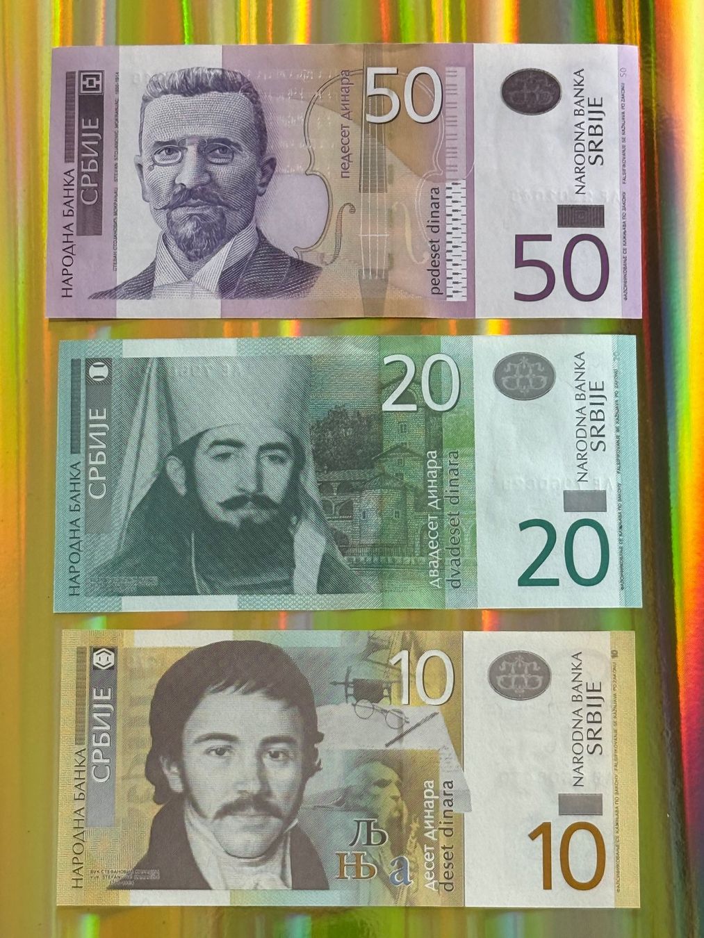 Banconote: Belgrad - Serbien - 10, 20 & 50 Dinara UNC – Nuovo e nell'imballaggio originale da Pfäffikon SZ venduto da Sieben77 2