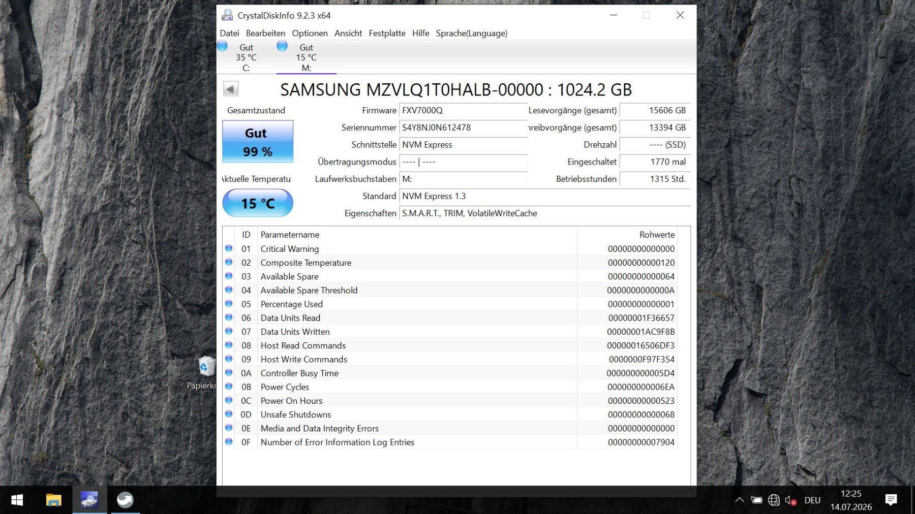 Samsung Harddisks: Samsung M2 SSD 1TB – Gebraucht aus Au ZH von Kopf 2