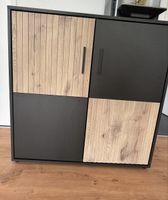 Sideboard im Landhausstil, Holzakzente, 2 Türen,Schwarz-Holz