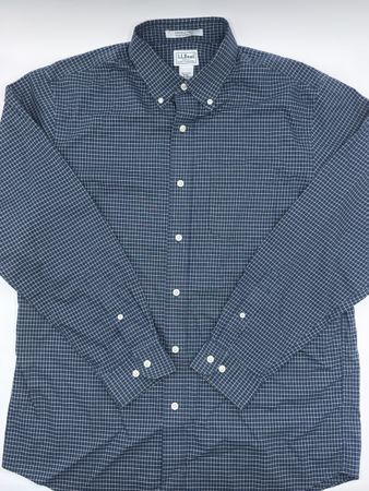 Herren Hemd LL Bean kariert blau weiss gebraucht Grösse M