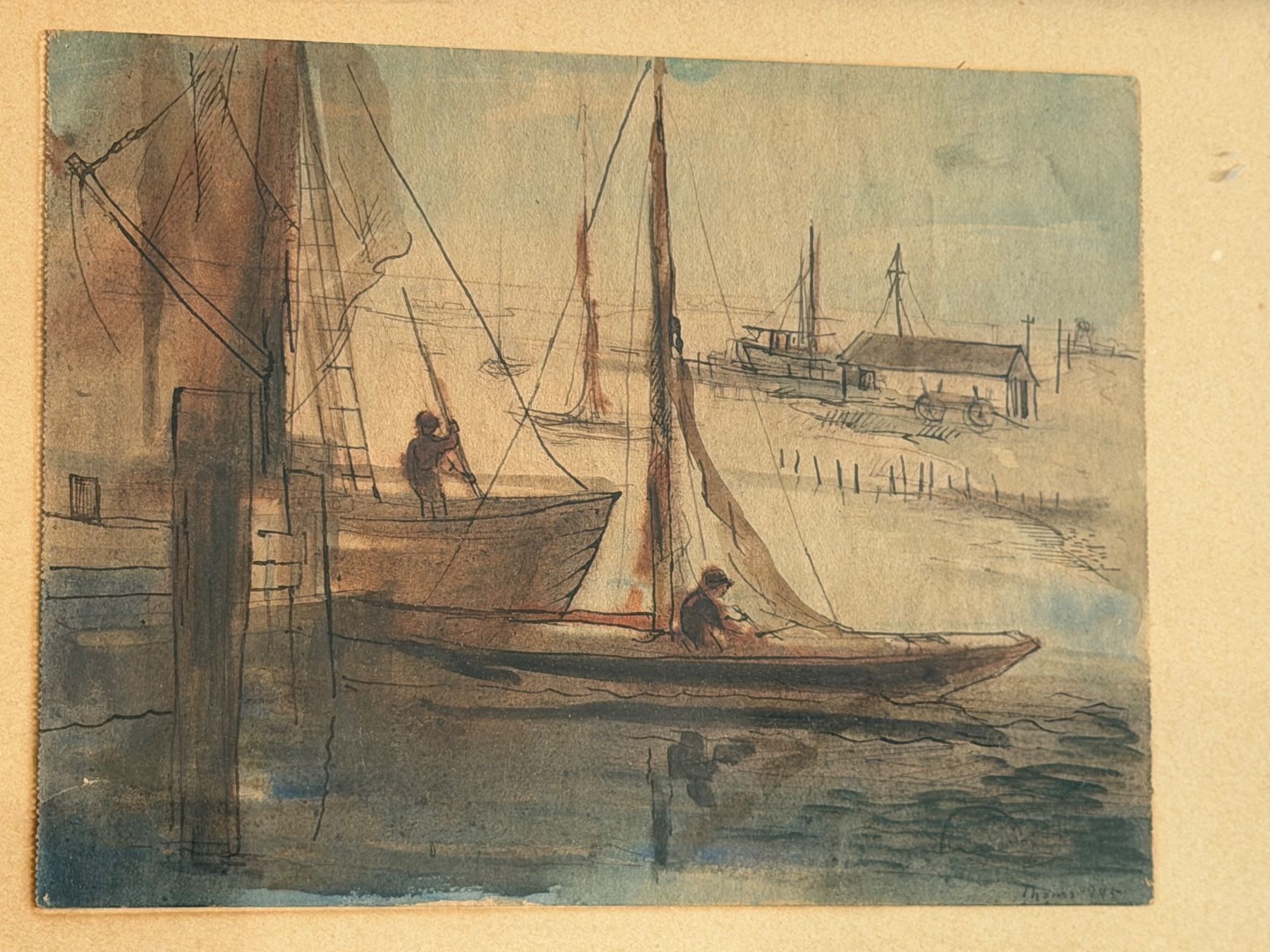 Dipinti: ERNST THOMS - Aquarell "Feldweg nach Warmsen" – Usato da Basel venduto da PAUL_ART 2