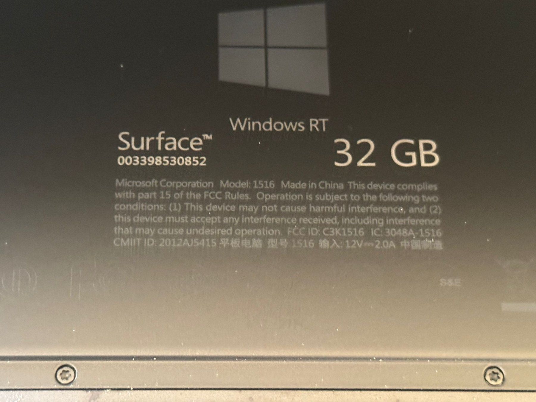 Microsoft Tablet PC: Surface RT 32GB - ungeprüft!! Ab 12CHF!! – Difettoso da Olten venduto da HoYa01 2