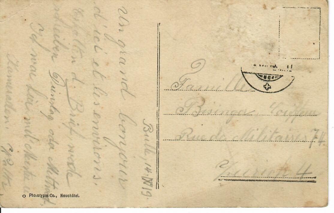 Ansichtskarten: Bulle 1919 – Gebraucht aus Hochdorf von Ziegel-16 1