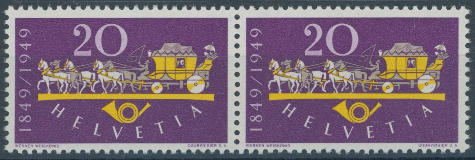 Tutti i francobolli: 1949 - Post - Postkutsche - Abart - postfrisch ** – Nuovo (secondo la descrizione) da Schindellegi venduto da leecollect