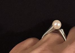 Eleganter Ring aus Edelstahl mit Süsswasserperle - Grösse 55