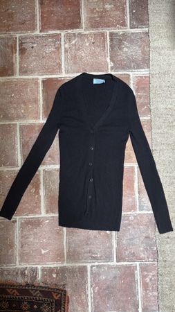 Long Prada Cardigan Alpaca Wolle Schwarz