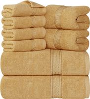 8 teilig Handtücher Set aus Baumwolle mit Aufhänger - Beige
