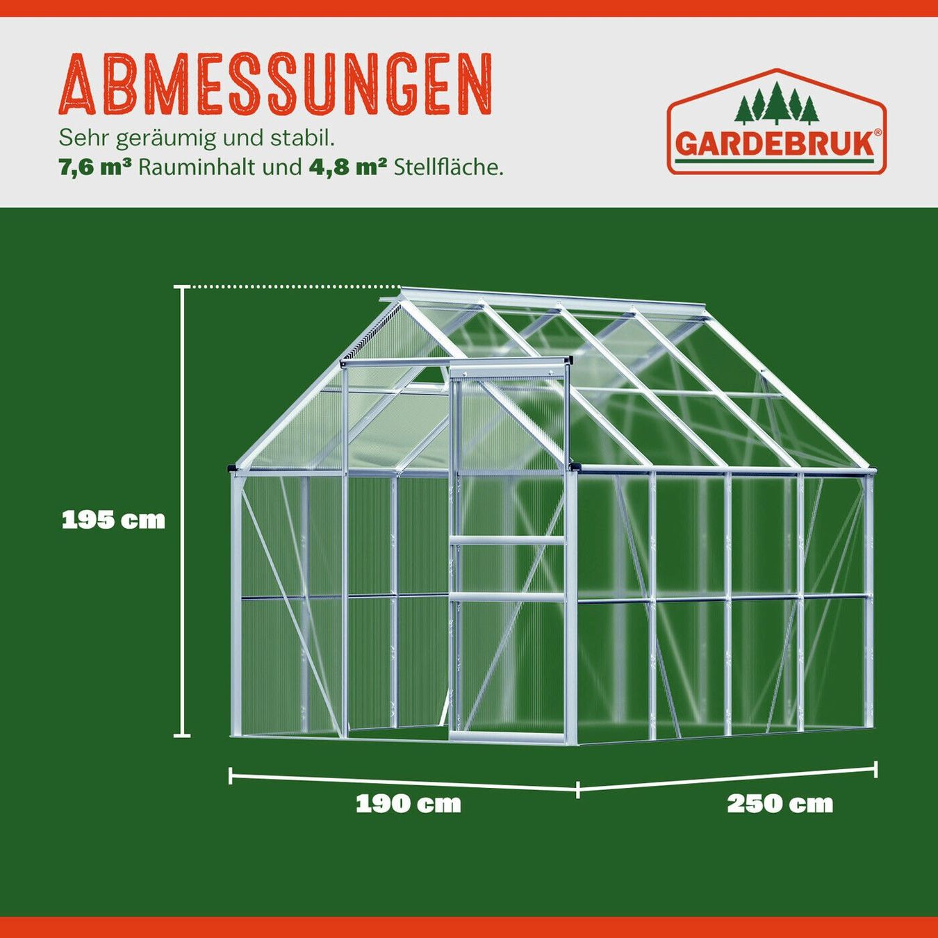 Gartenhäuser & Gewächshäuser: Gardebruk Gewächshaus 250x190x195cm – Neu und originalverpackt aus Bottighofen von zaap 3