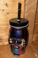 💀 Totenkopf Becher mit Strohhalm - Herbst Deko Halloween 🎃