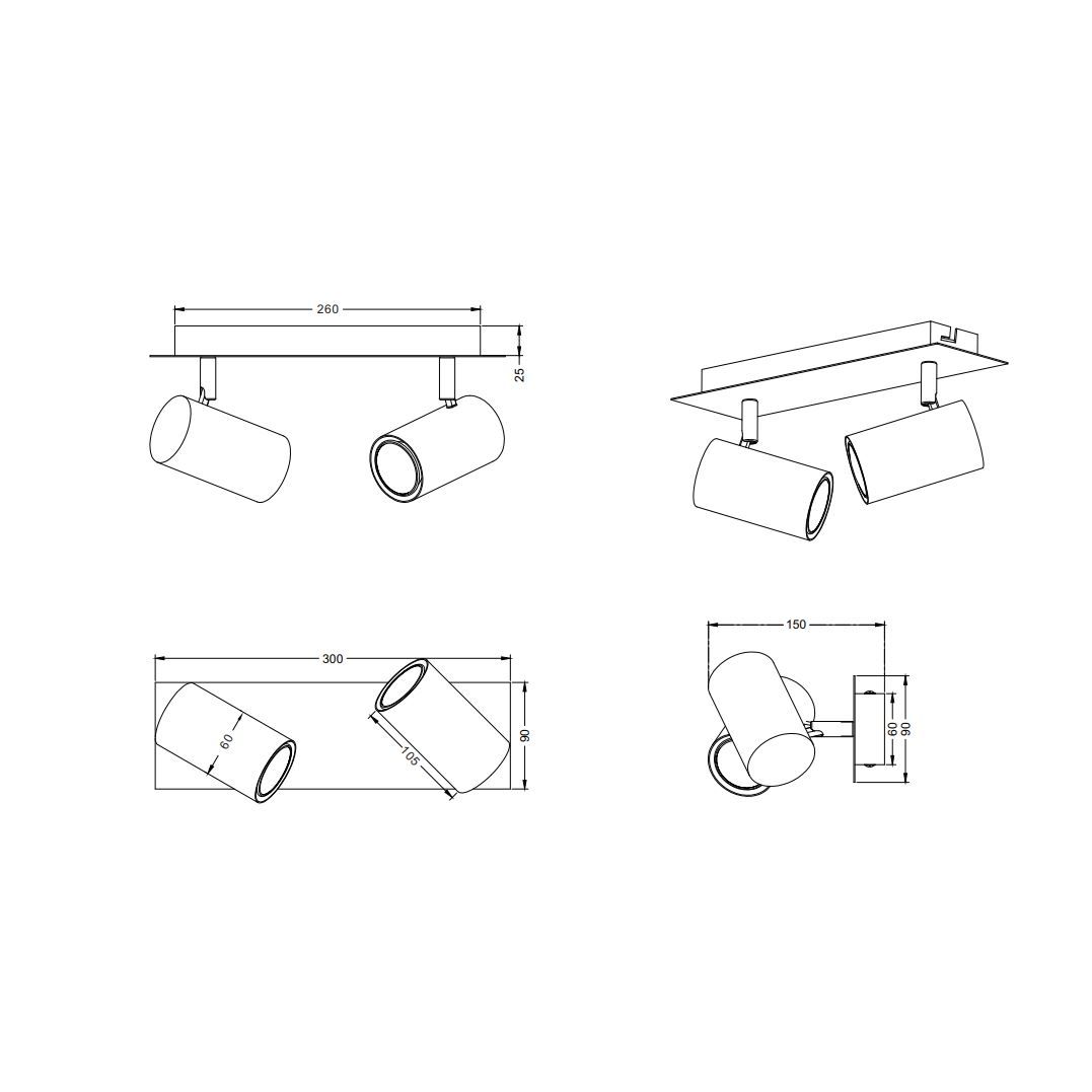 Lampade: Deckenleuchte, 2 Strahler, 30 cm x 9 cm – Nuovo (secondo la descrizione) da Kreuzlingen venduto da Smart-Light 3