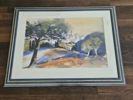 Aquarell Jeannette Hämmerle Südliche Landschaft 1996
