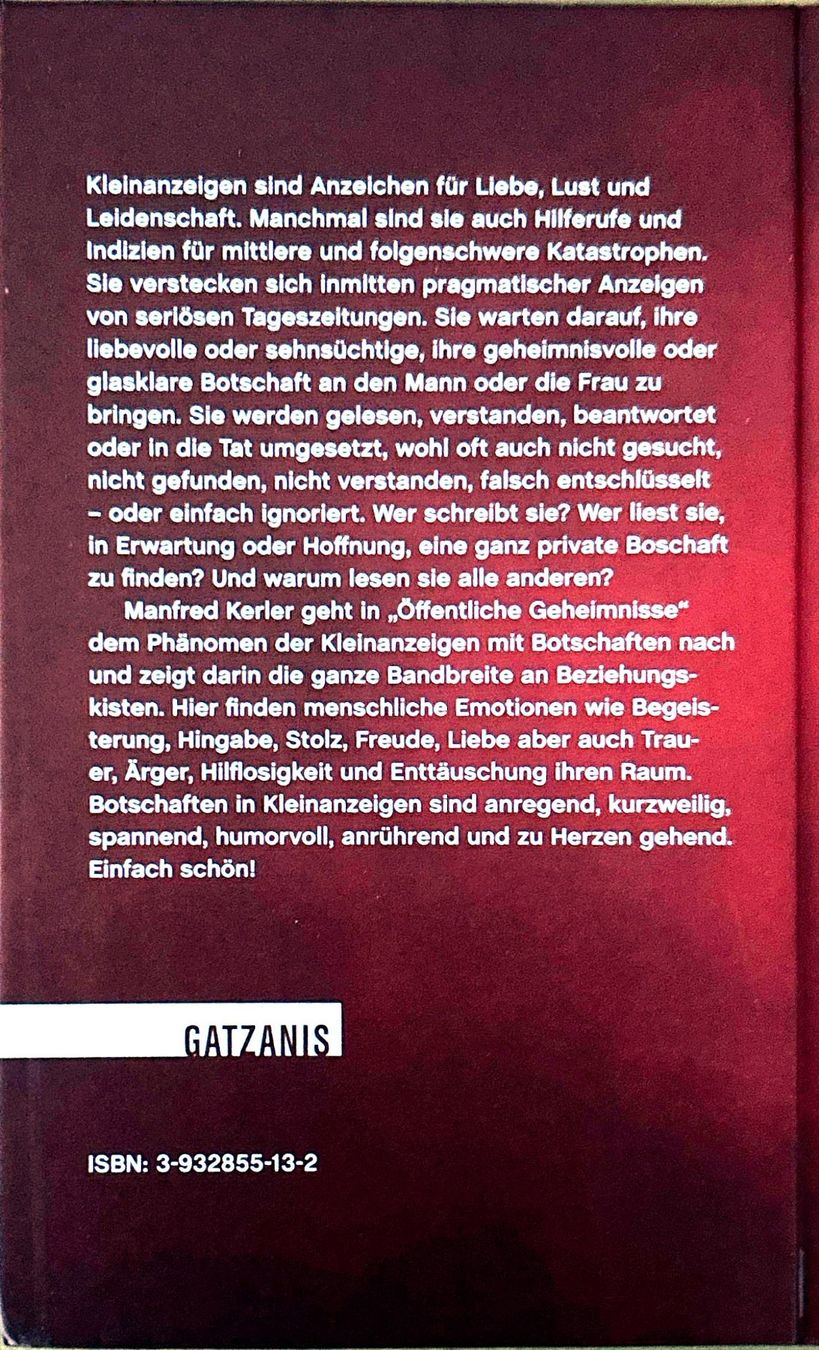 Libri: Öffentliche Geheimnisse – Nuovo (secondo la descrizione) da Sarnen venduto da Livres 1