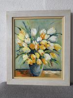 Tulip Still Life, Framed Original Oil Painting Signed