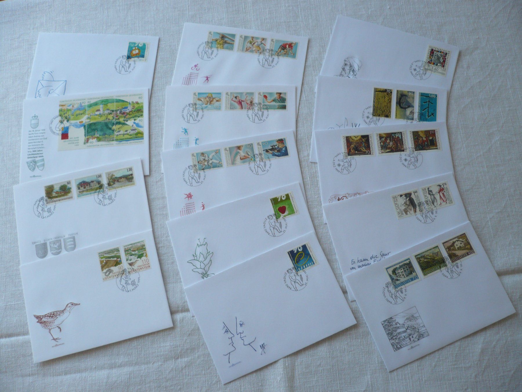 Tutti i francobolli: FL 1999 Neuausgaben 14 FDC – Usato da Zürich venduto da saltandpepper008